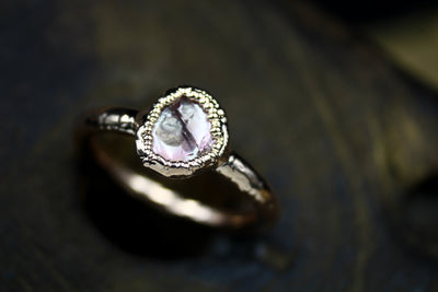 Pink Tourmaline Engagement Ring in Vermeil Rose Gold
