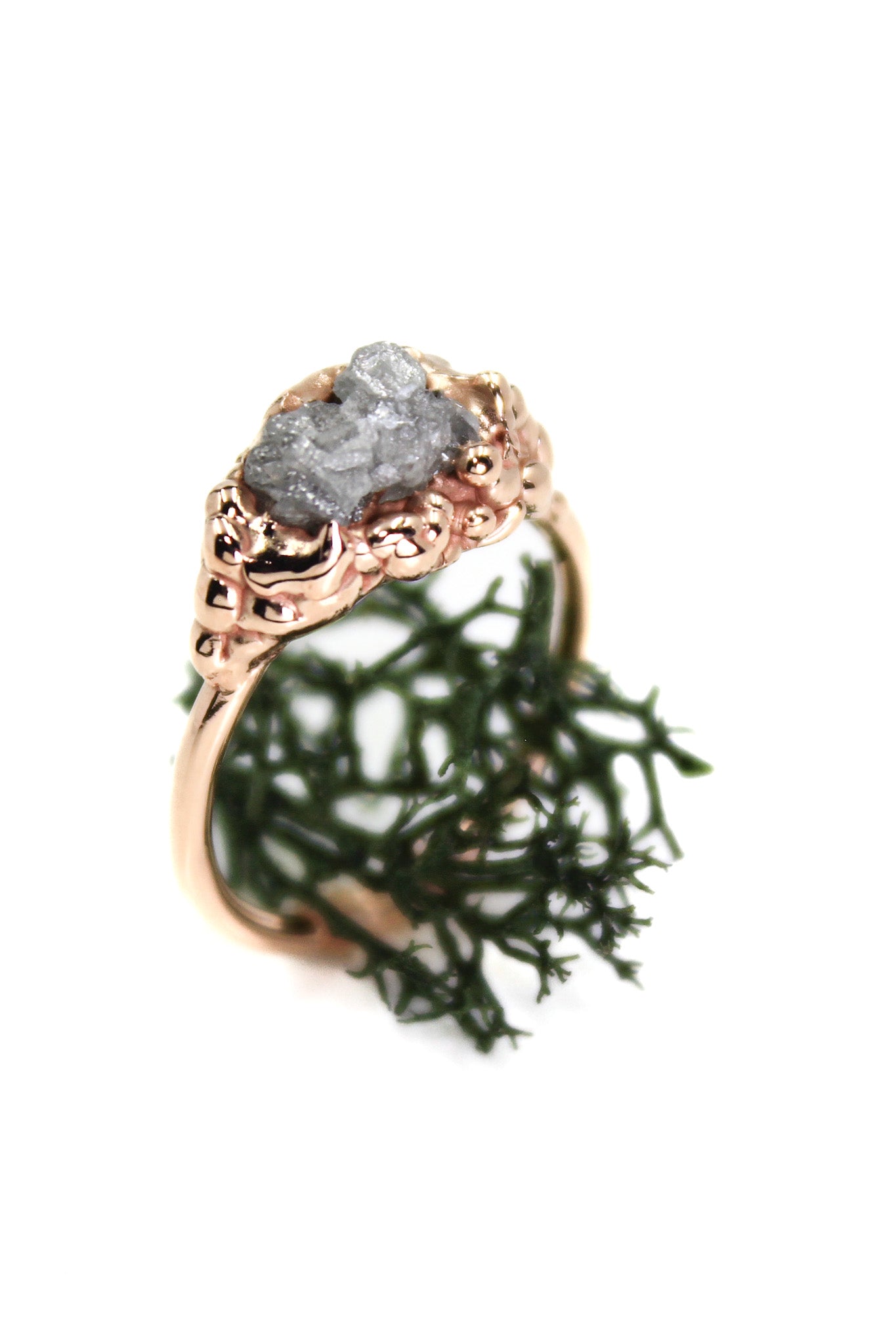 east west ethical raw diamond alternative bridal engagement ring fox and stone