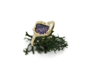 purple sapphire raw crystal engagement ring fox and stone