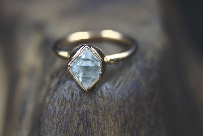 Herkimer Diamond Engagement Ring in Vermeil Rose Gold