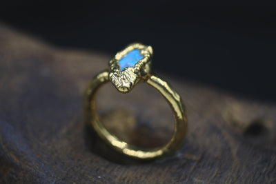 Australian Opal Engagment ring by fox&stone raw gemstone engagement ring wedding jewelry
