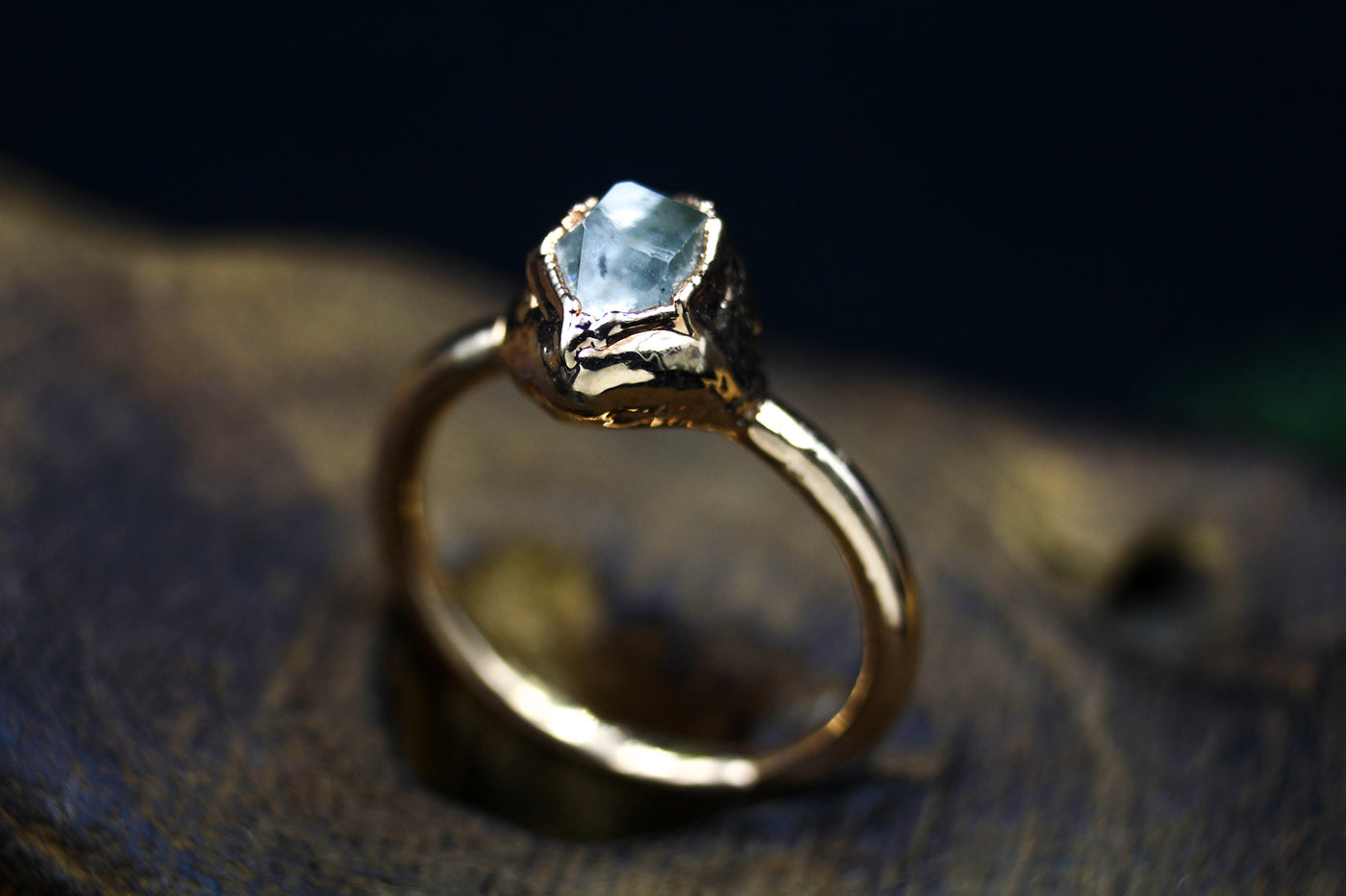 Herkimer Diamond Engagement Ring XII in Vermeil Rose Gold