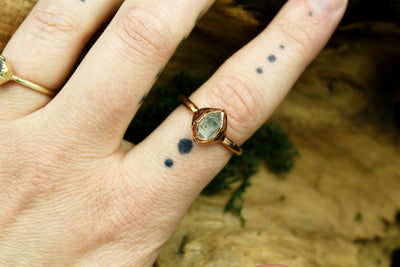 Herkimer Diamond Engagement Ring XII in Vermeil Rose Gold
