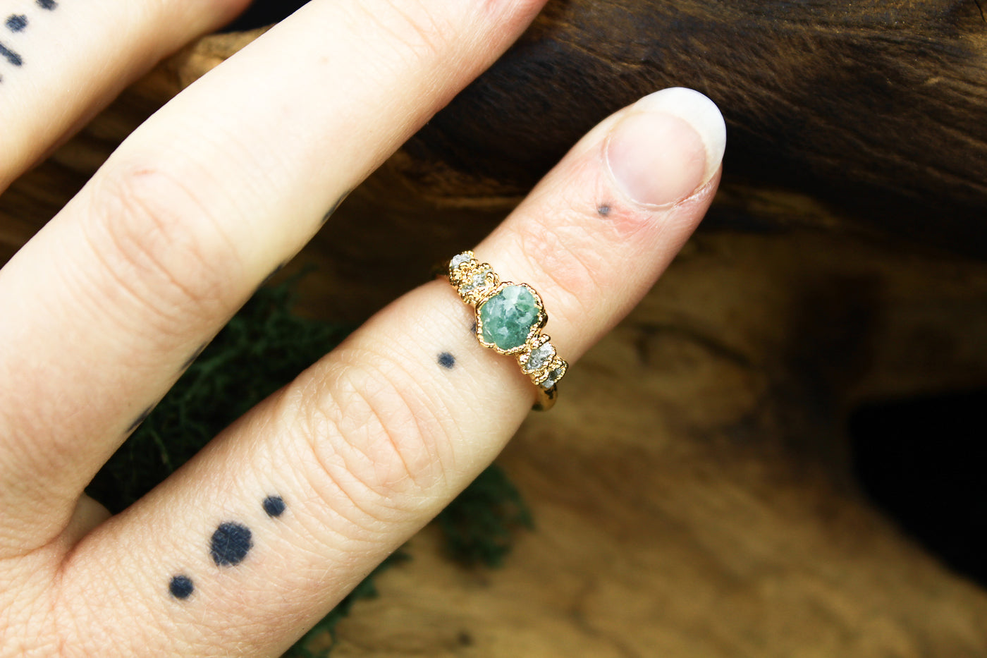 Emerald Sea Engagement Ring in Vermeil Yellow Gold III