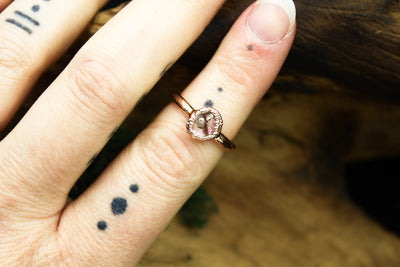 Pink Tourmaline Engagement Ring in Vermeil Rose Gold