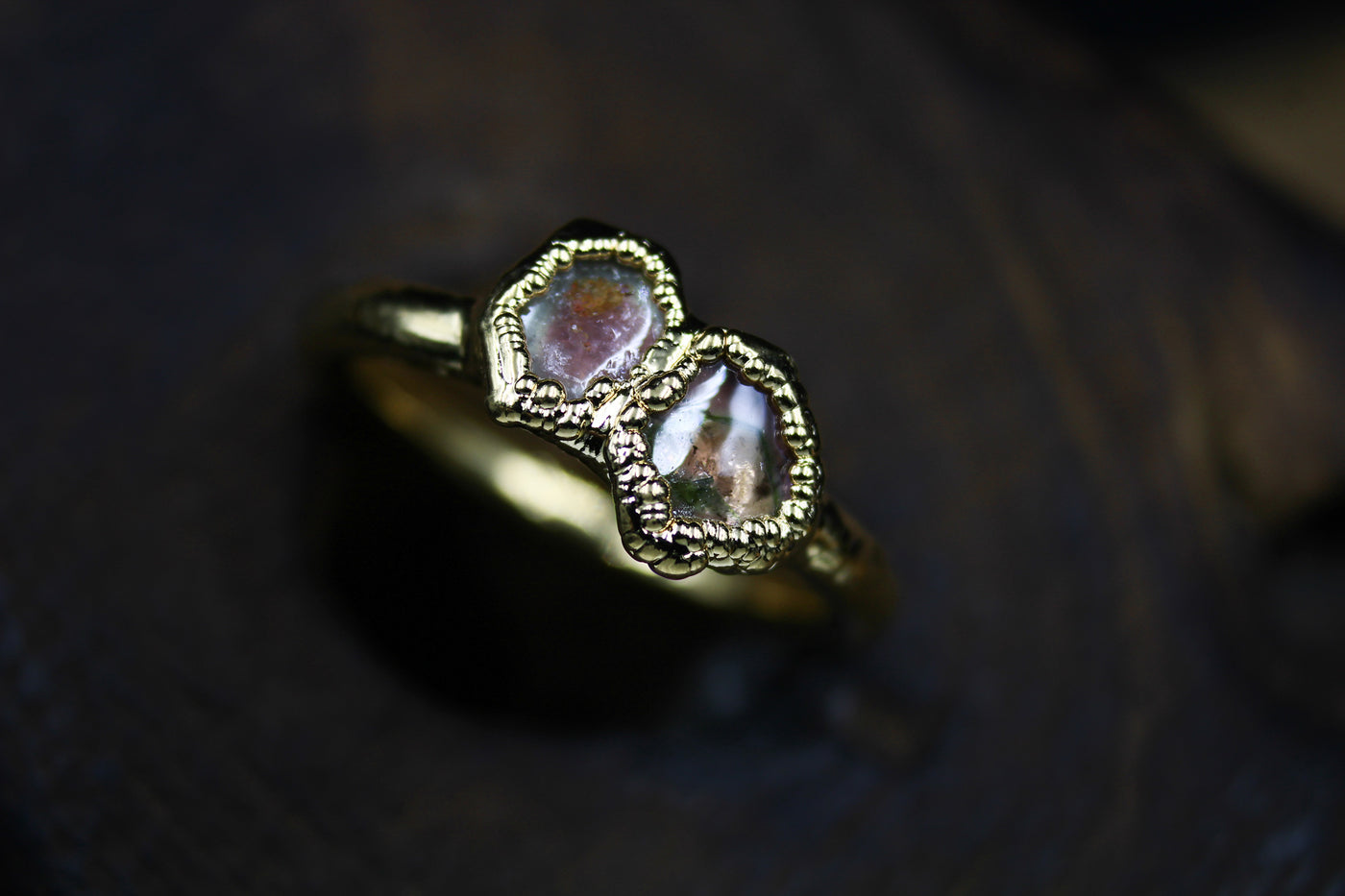 Parti Pink Tourmaline Duo Ring in Vermeil Yellow Gold