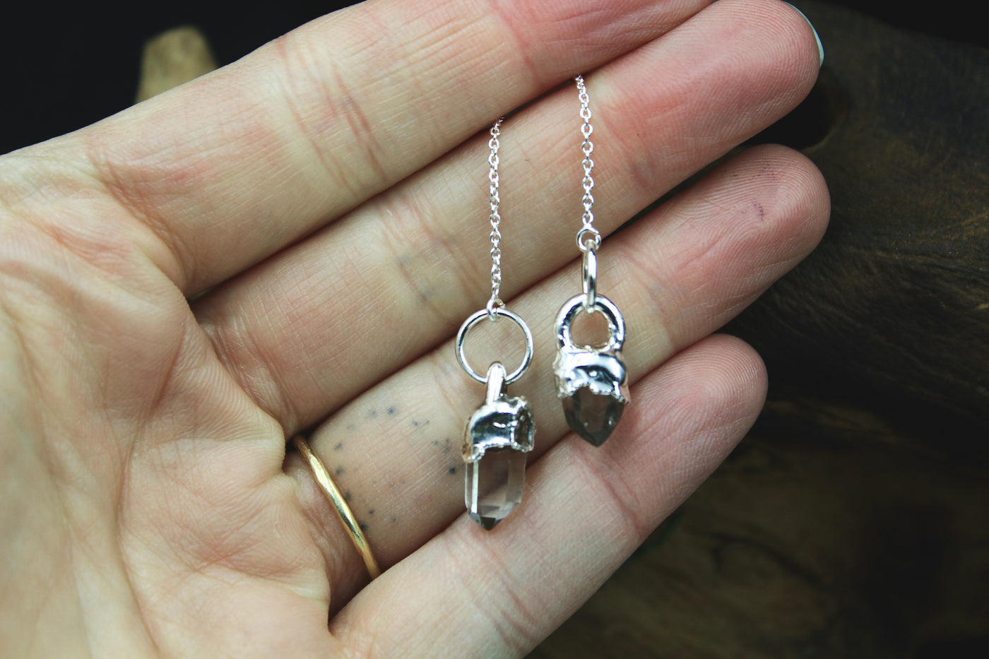 Quartz Necklace & Ear Thread Gift Set