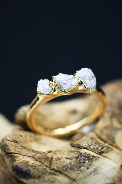 Tri-Stone Diamond Ring in Yellow Gold