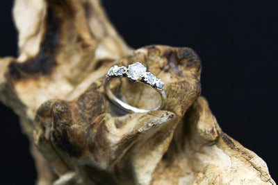 The Diamond Sea Engagement Ring in Fine Silver
