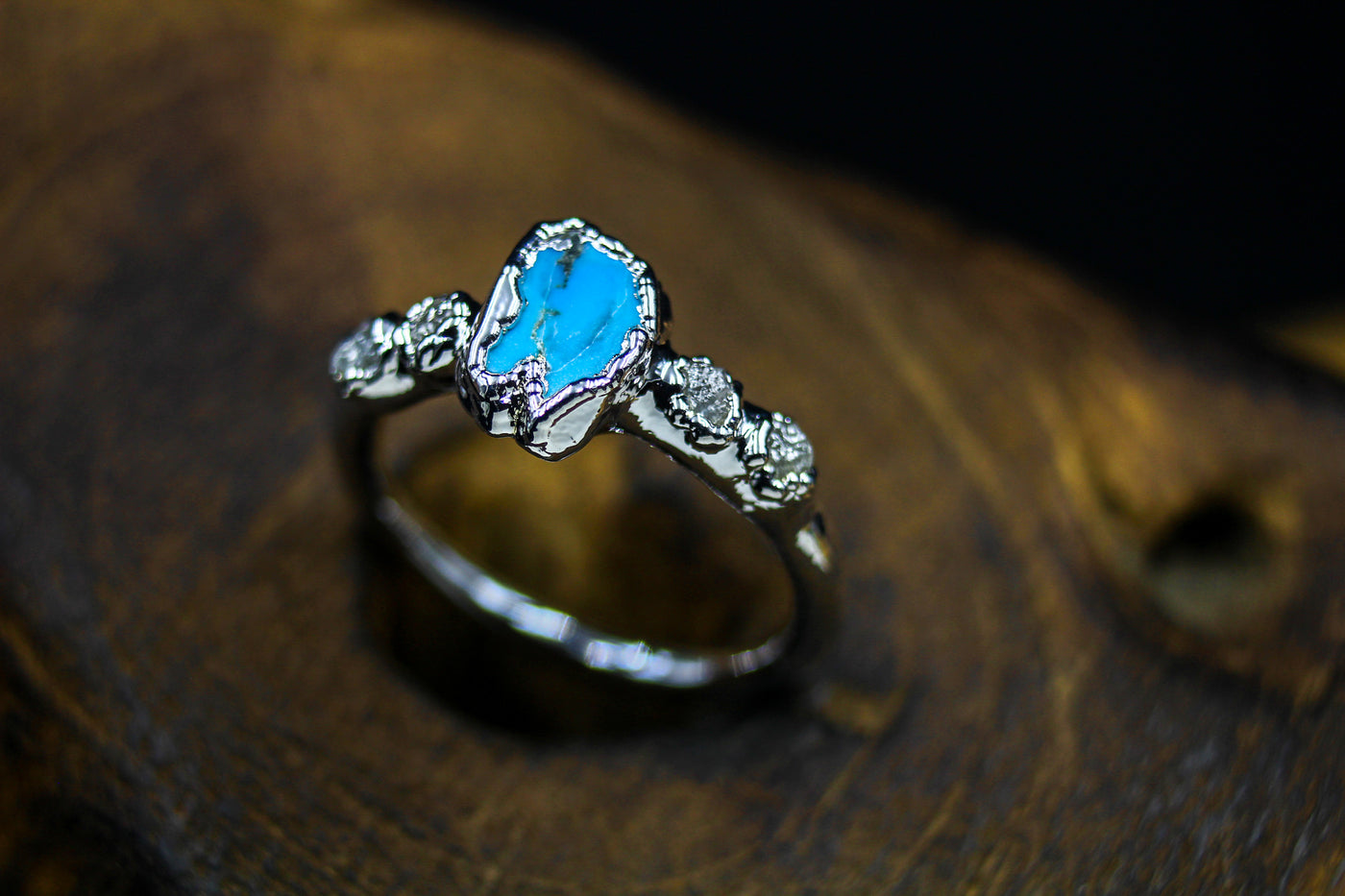 turquoise and diamond engagement ring alternative bridal jewelry