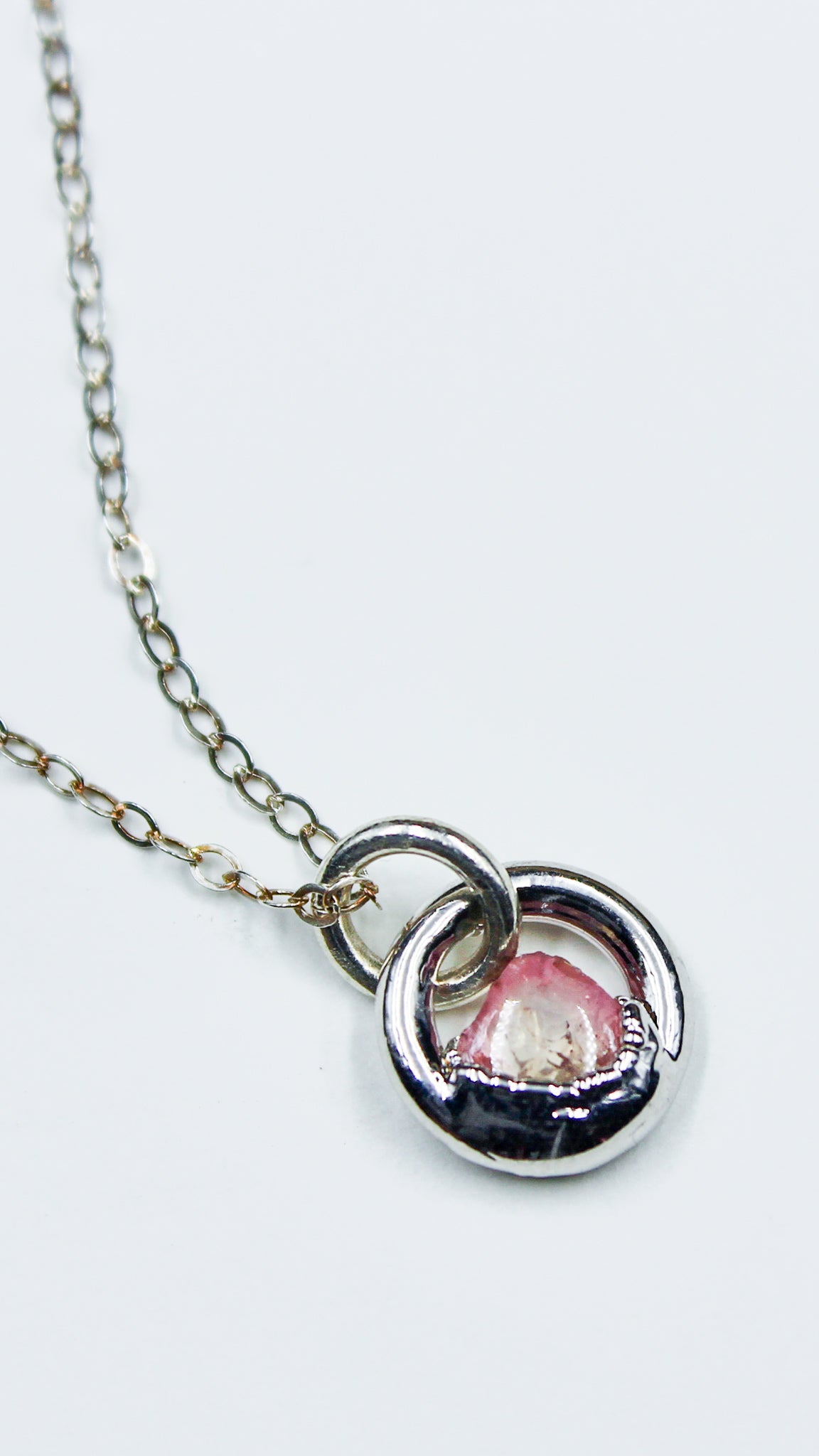 pink tourmaline necklace silver bridal jewelry boho indie wedding