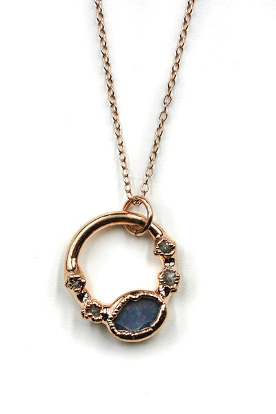 HORIZON - Opal & Diamond Necklace in Vermeil Rose Gold II