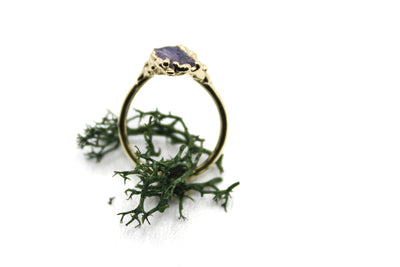 purple sapphire raw crystal engagement ring fox and stone