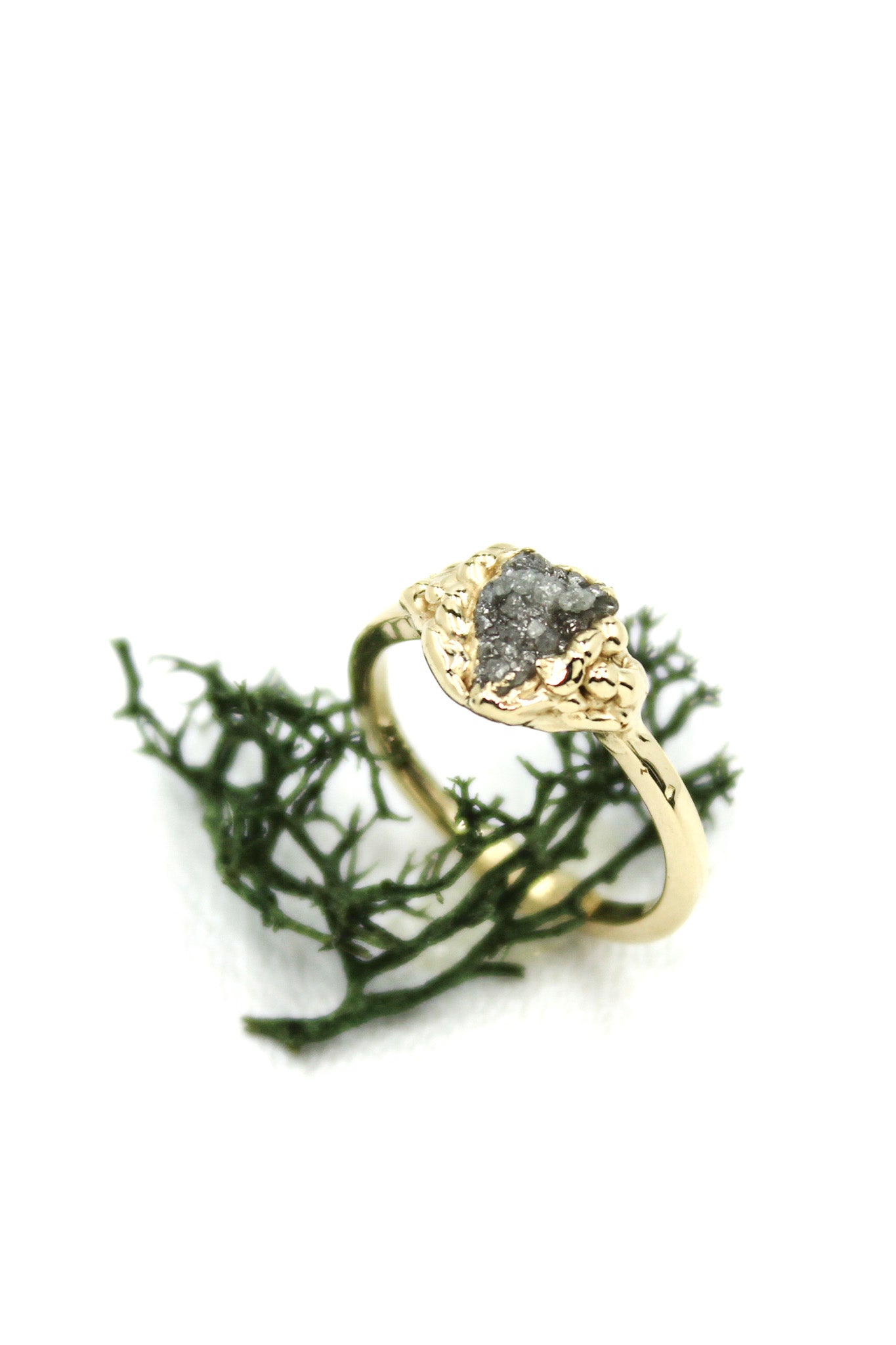 natural raw ethical Diamond crystal engagement ring 