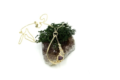 {OCEANIC} Sunken Treasure Double-Sided Necklace: Purple Sapphire in 14k Yellow Gold