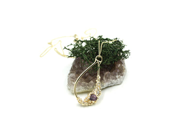 {OCEANIC} Sunken Treasure Double-Sided Necklace: Purple Sapphire in 14k Yellow Gold