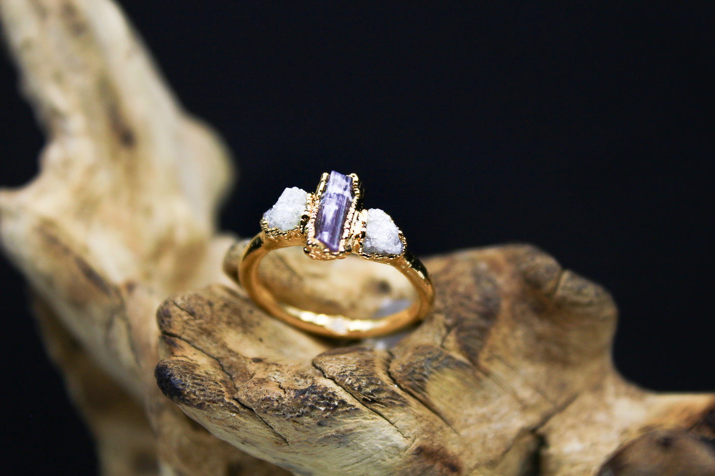 Tri-Stone Tourmaline & Diamond Ring