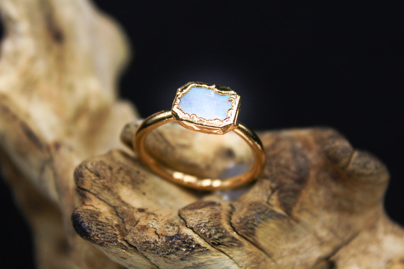 Natural Australian Opal Ring in Yellow Gold